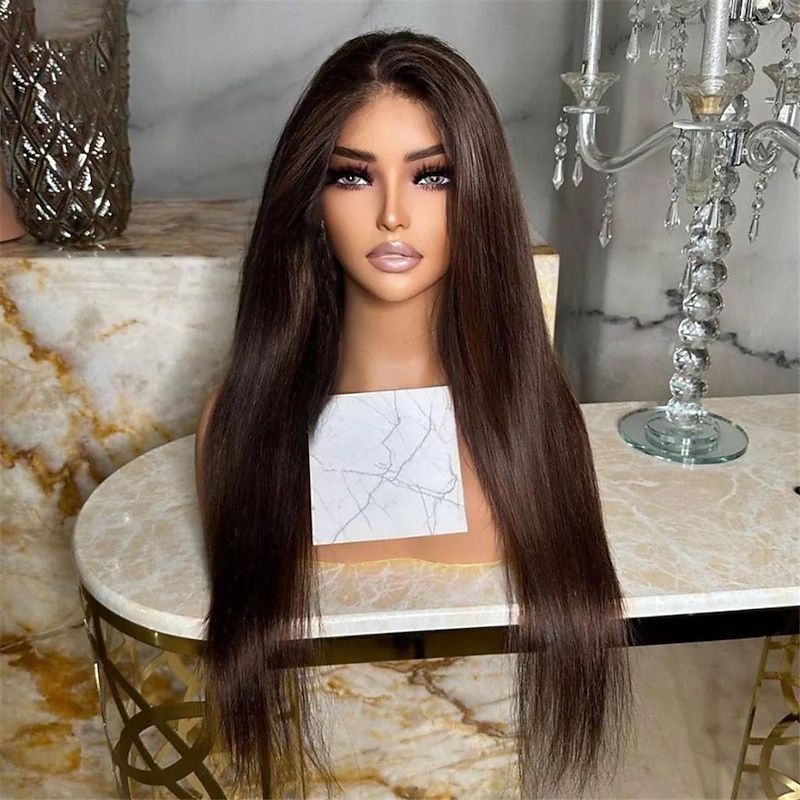 Remy Human Hair 13x4 Lace Front Wig Free Part Brazilian Hair Silky Straight Auburn Wig 130% 150% Density with Baby Hair Natural Hairline 100% Virgin Pre-Plucked For Women Long Human Hair Lace Wig4