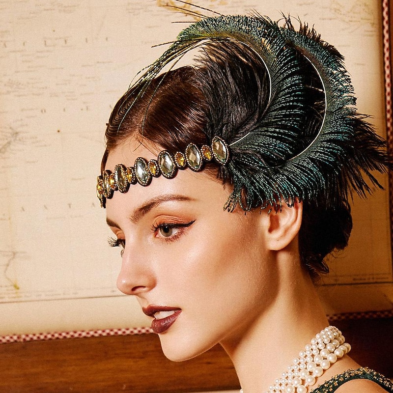 Head Jewelry Flapper Headband Feathers Headband Retro Vintage 1920s Feather For The Great Gatsby Cosplay Women's Costume Jewelry Fashion Jewelry