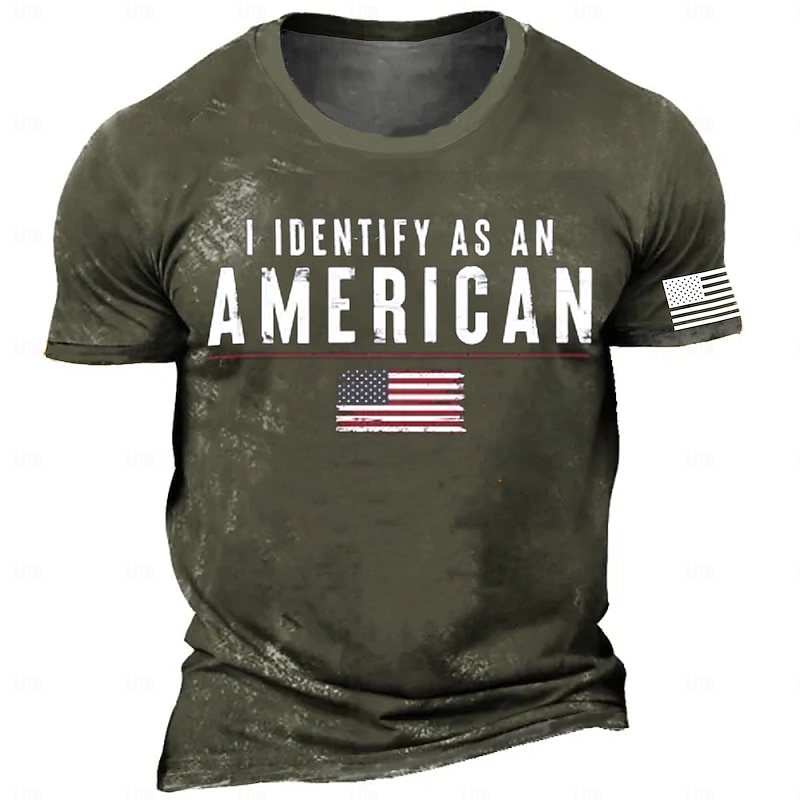 Veterans Day Men's Patriot Patriotic Veteran American US Flag Slogan T shirt Short Sleeve T shirt 3D Print Crew Neck Shirt Retro Vintage Casual Street Style Sports Outdoor Holiday Going out Black