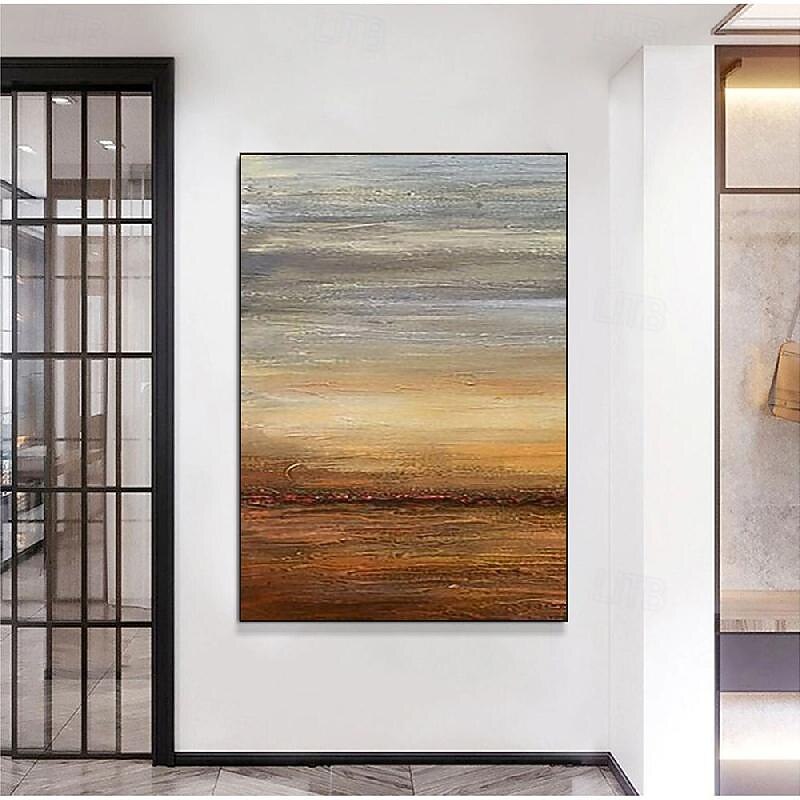 Hand painted Landscape Paintings On Canvas handmade Orange sea beach Painting  Oil painting  Artwork Handmade Triptych Paintings for Living Room bedroom office Wall Decoration4