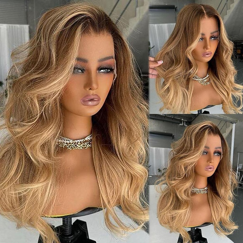 Remy Human Hair 13x4 Lace Front Wig Layered Haircut Brazilian Hair Wavy Multi-color Wig 130% 150% Density Ombre Hair Highlighted / Balayage Hair 100% Virgin Glueless For Women Long Human Hair Lace Wig4