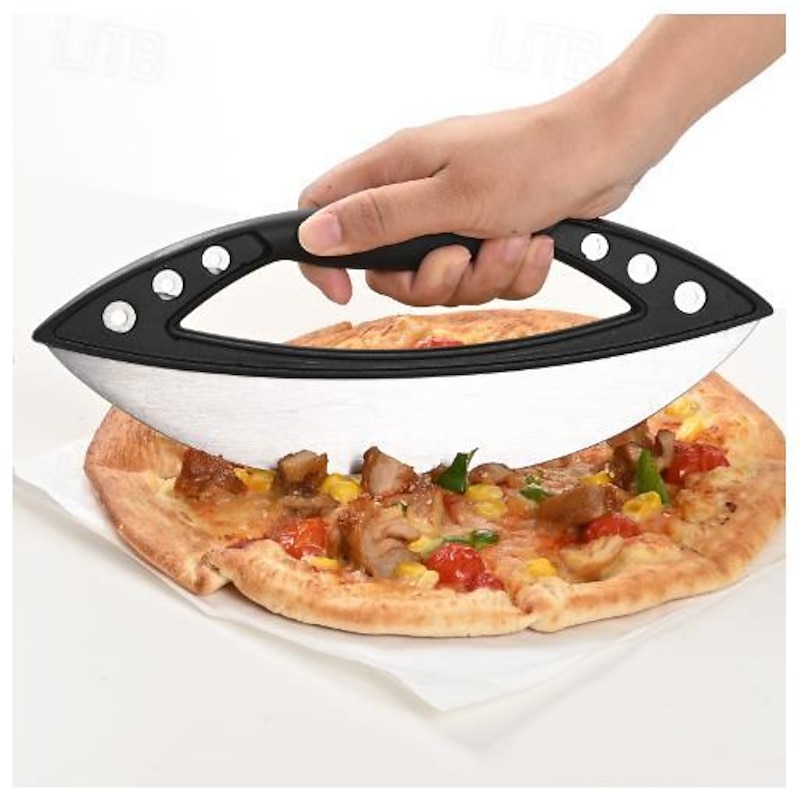 Stainless Steel Pizza Cutter, Semi-Circular Ring Pizza Slicer, Large Multi-Function Cutting Knife for Herbs, Baking Tool 2025 - $13.99