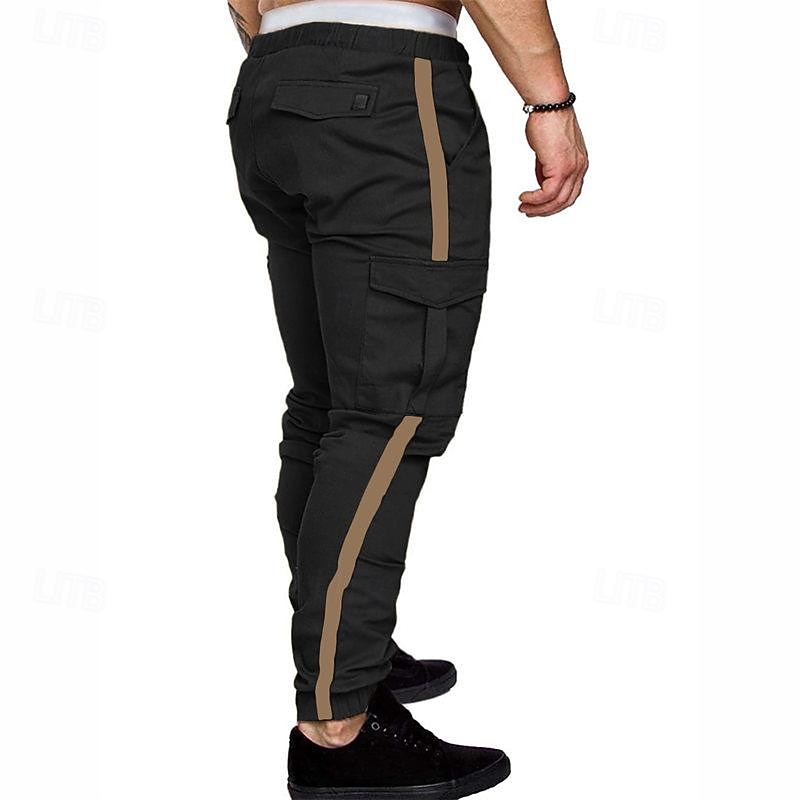 Men's Cargo Pants Tactical Pants Trousers Drawstring Elastic Waist Multi Pocket Patchwork Wearable Outdoor Daily Camping & Hiking Fashion Classic Black Navy Blue4