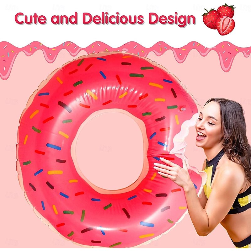 2 PACK Donut Pool Floats Donut Pool Floatie Donut Tube Pool Doughnut Pool Float Donut Inflatables Doughnut Inner Tube Doughnut Pool Floatie Donut Pool Ring Donut Swimming Ring for Beach Pool4
