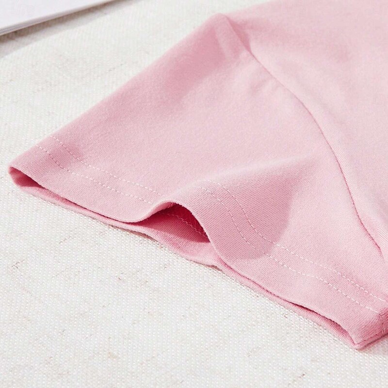 Toddler Girls' T shirt Cartoon School Print Short Sleeve Crewneck Fashion 7-13 Years Summer Pink3