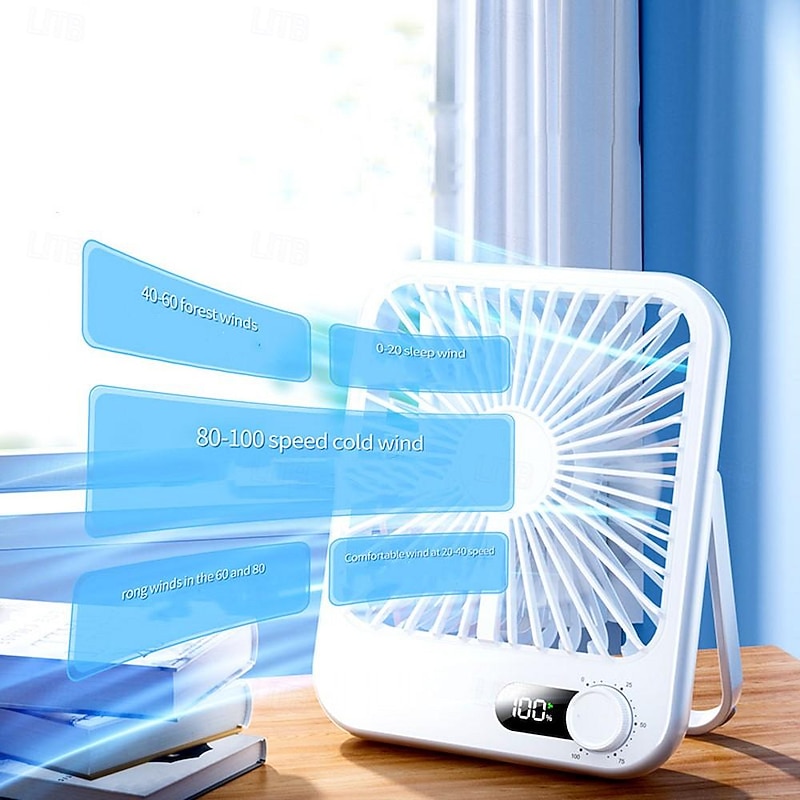 USB Desktop Fan - Ultra-Thin Portable Wind-Powered Charging, Summer Cooling Mini Fan, Portable Device, Super Quiet, Suitable for Home, Student Dorms, Bedside, Silent Ultra-Thin Desktop Fan3
