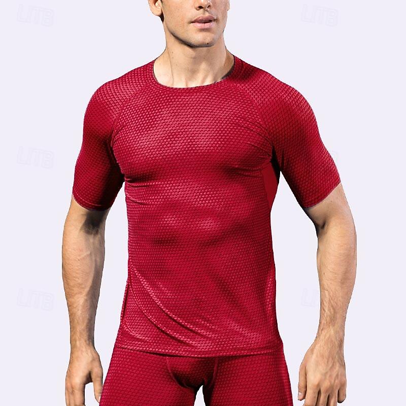 Men's Running T-Shirt Short Sleeve Tee Tshirt Casual Athleisure Solid Colored Quick Dry Soft Breathable Gym Workout Walking Jogging Sportswear Activewear Black White Red3