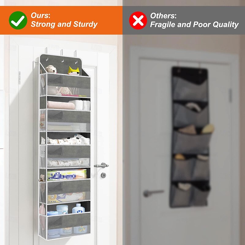5-Shelf Over-the-Door Storage Organizer -Back to School Space-Saving Hanging Design with 10 Extra-Large Capacity Pockets - Perfect for Bedroom Bathroom Food Pantry and Home Storage4