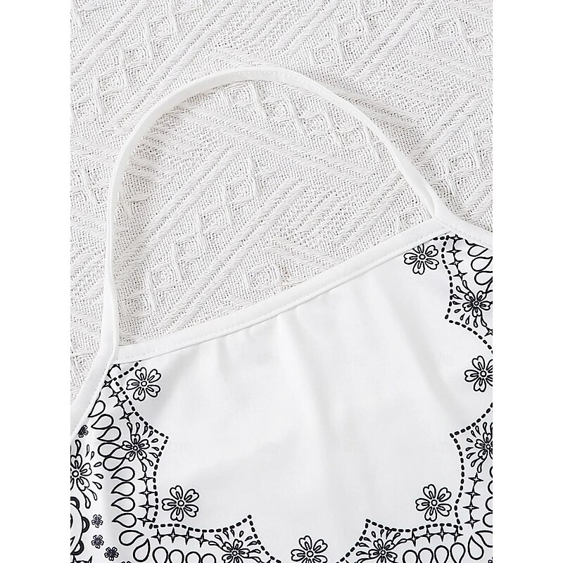 2 Pieces Kids Girls' Cartoon Halter Tank & Pants Set Sleeveless Fashion School 7-13 Years Summer White4