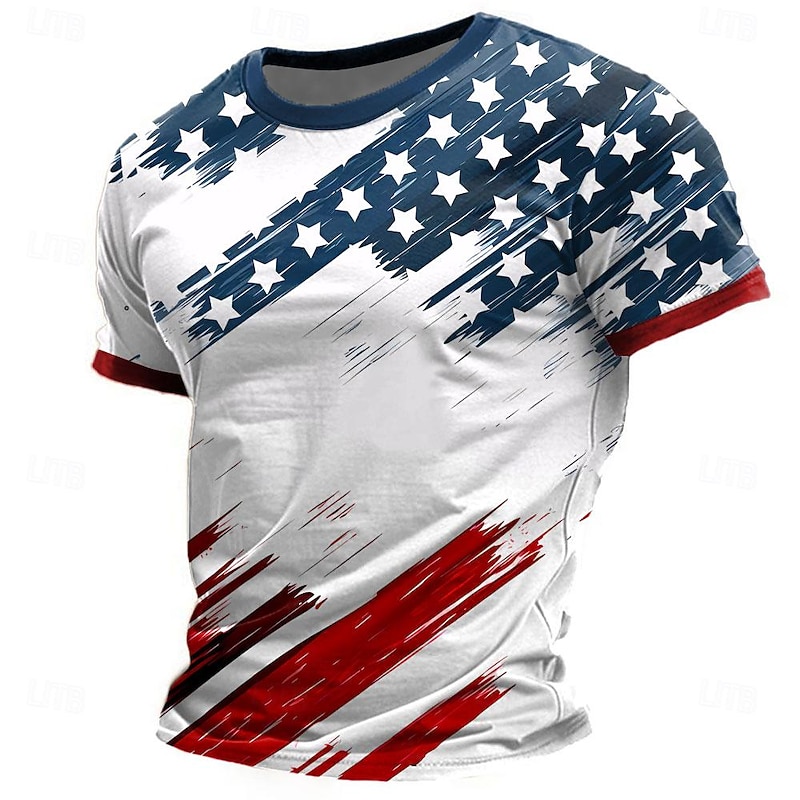 Veterans Day Men's Patriot Patriotic Veteran American Flag T shirt Short Sleeve T shirt 3D Print Crew Neck Shirt Street Style Party Birthday Street White Purple Summer Spring Clothing Apparel S M L