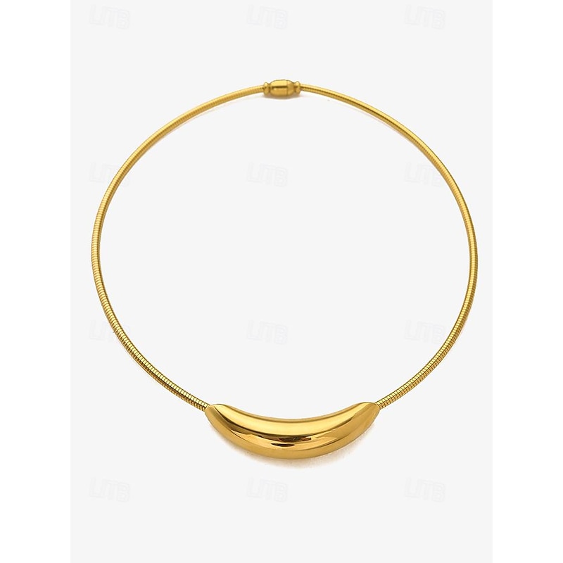 Women's Minimalist Gold-Tone Collar Necklace in Stainless Steel with Gold PVD Plating4