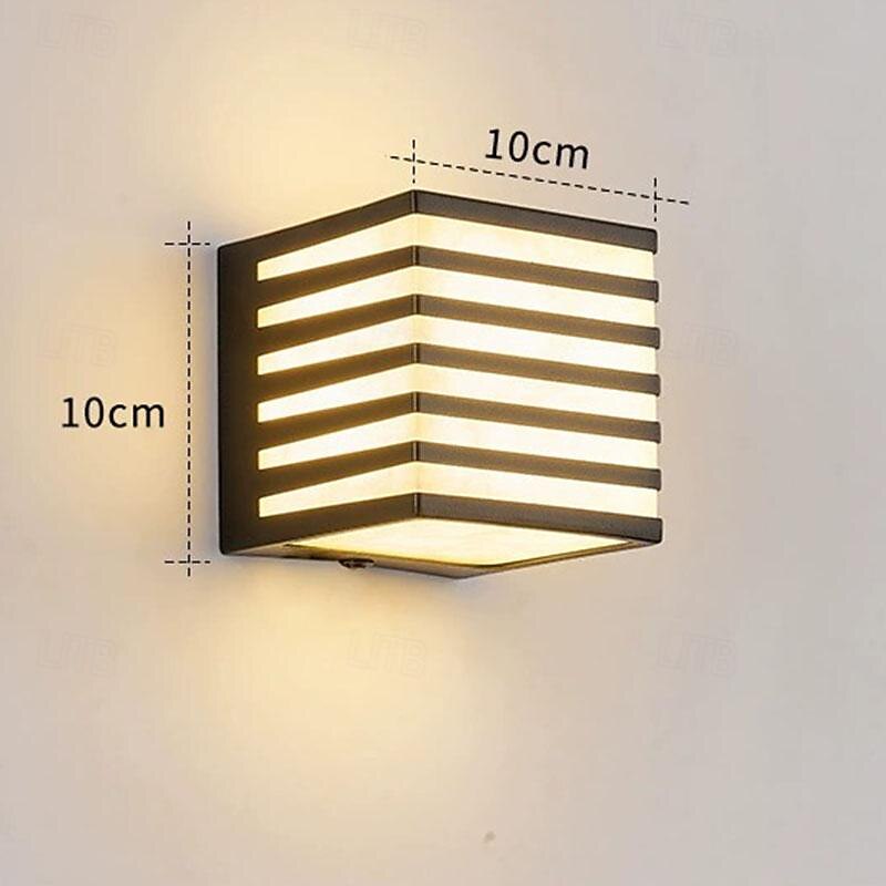 LED Outdoor Wall Lights 3-Color Light Waterproof 10/25cm Mounted Lamps Black Shell Patio Fence Cubic Warm Lighting Landscape Lamp for Outdoor Corridor Garden 110-240V2