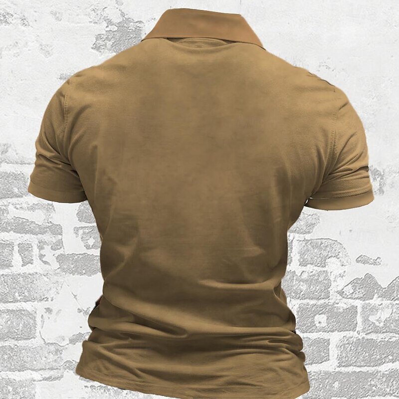 Men's Knights Templar Zip Polo Shirts Golf Shirt Short Sleeve Polo Shirts Collared Shirts Vacation Wear Festival Wear Party Outfits 3D Print Quarter Zip Polo Summer Brown2