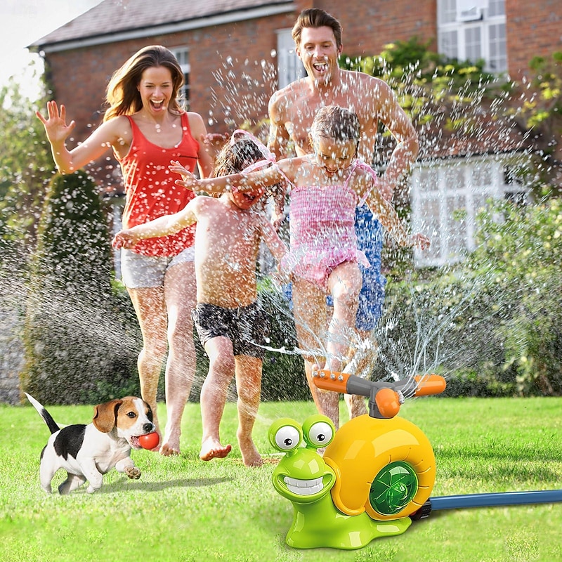 2-in-1 Snail Water Sprinkler Baseball Toys, 360° Roating Spray Water Play Game, Water Splashing Toy for Kids Outdoor, Summer Backyard Lawn Pool Party Fun for Boys Girls3