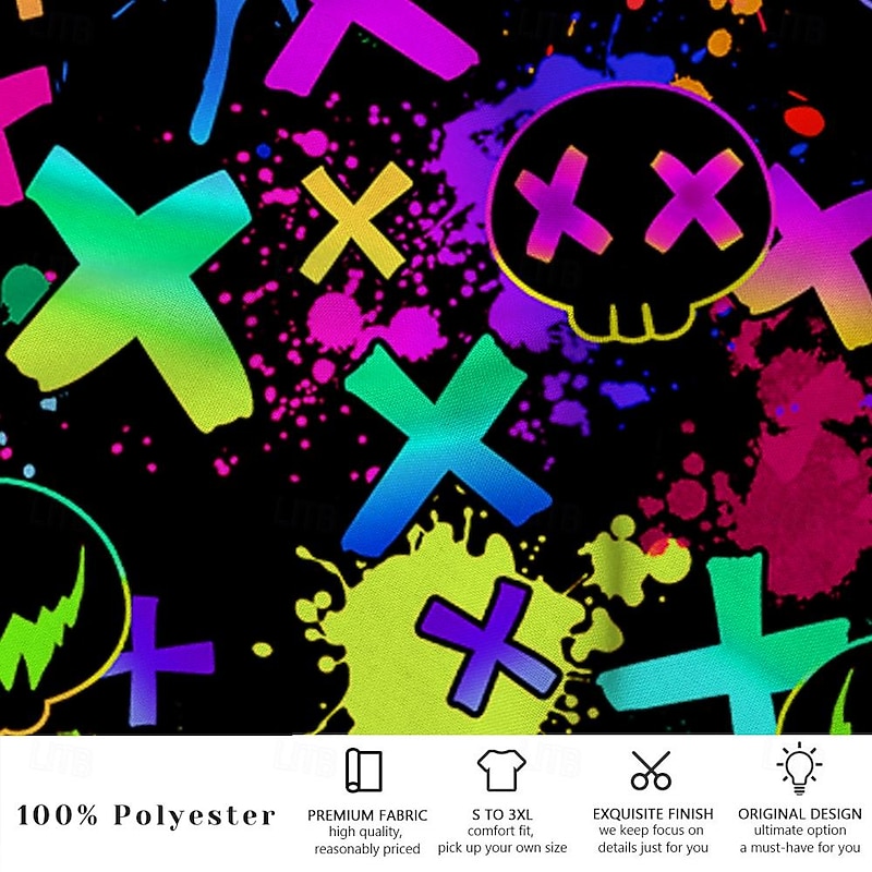 Men's Skull Geometric Pattern Neon Swim Trunks Swim Shorts Board Shorts Mid Waist Fashion Designer Surfing Holiday Beach Drawstring Pocket Elastic Waist Designer Clothing Apparel3