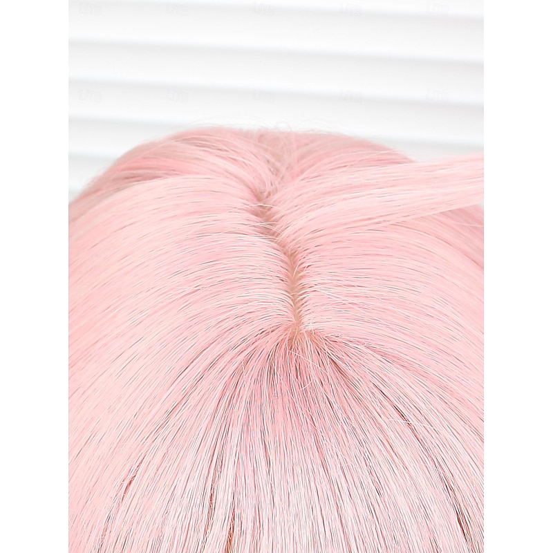 Synthetic Wig Deep Wave Neat Bang Wig 22 inch Pink+Red Synthetic Hair 22 inch Women Pink4