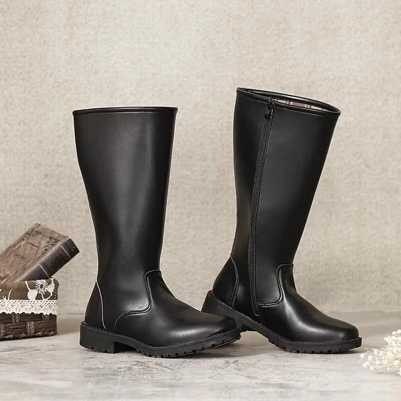 Men's Boots Riding Boots Walking Punk Roman Shoes British Gentleman PU Leather Comfortable Zipper Dark Brown Black Fall Winter