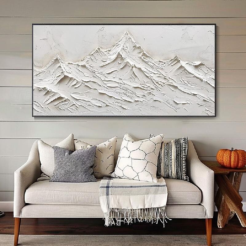 Abstract Mountain Landscape painting Handmade white mountain Oil Painting Textured Knife mountain painting Art White Mountain Bedroom Wall Decor Living Room Decorative Painting