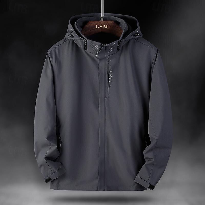 Men's Ski Jacket Outdoor Waterproof Windproof Hoodie Snow Coat Ski Coat Traveling Dark Grey Black White Navy Blue