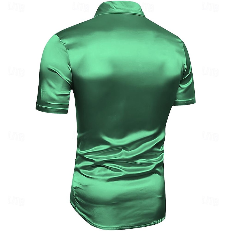 Men's Pattern Shirt Button Up Shirt Short Sleeve Casual Holiday Summer Spring Turndown Print Blue Purple Green Drak Red2