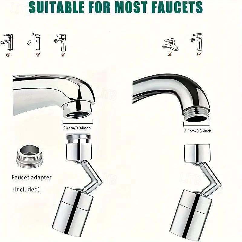 1pc Faucet Sprayer Attachment 720 Degree Rotating Faucet Aerator Accessories Adjustable Kitchen Sink Tap Head Water Saving Extend Nozzle For 0.87-0.94inch Faucet With Adapter4