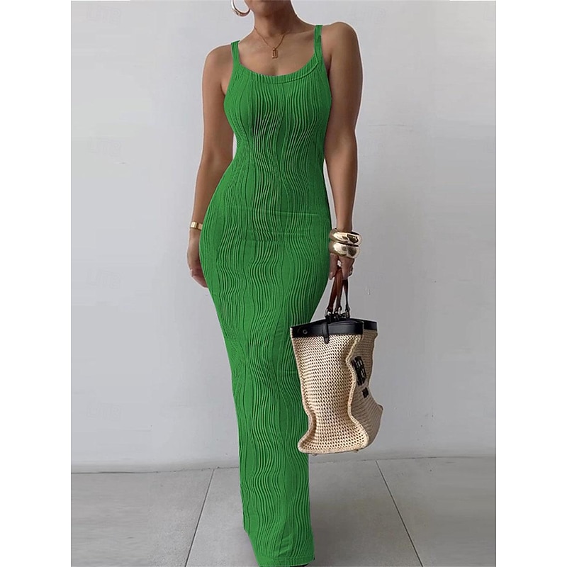 Women's Casual Dress Maxi Dress Backless Date Vacation Streetwear Maxi Spaghetti Strap Sleeveless White Pink Green Color