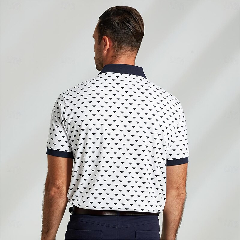 Men's Polo Plaid Casual Business Casual  Short Sleeve Formal Party Outdoor Summer Print Turndown Black Micro-elastic Cotton Blend4