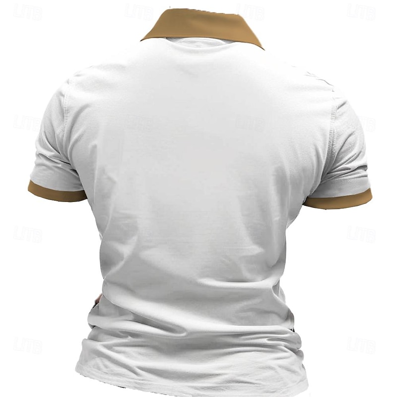 Men's Wolf Zip Polo Shirts Golf Shirt Short Sleeve Polo Shirts Collared Shirts Funny Streetwear Vacation Wear Party Outfits 3D Print Quarter Zip Polo Spring & Summer White2