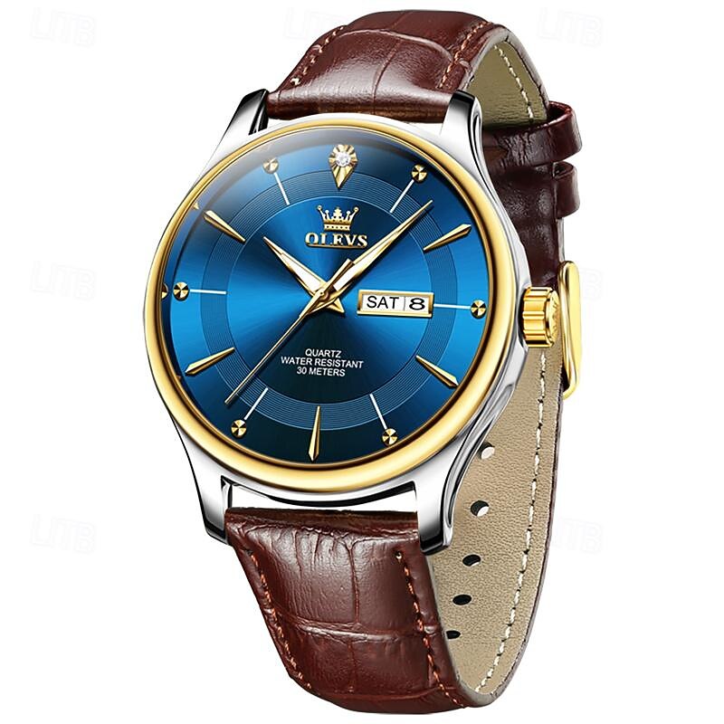 New Olevs Brand Fashion Trend Belt Men'S Watch Luminous Calendar Week Display Simple Leisure Waterproof Men'S Watch4