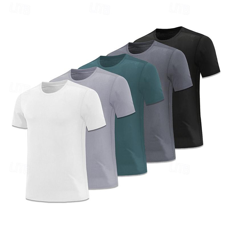 Men's T shirt Short Sleeve Crew Neck Tee Tshirt Muscle T-Shirt Short Sleeve Shirt Outdoor Quick Dry Workout Soft Sweat wicking Polyester Dark Grey Black White Gym Climbing Camping / Hiking / Caving2