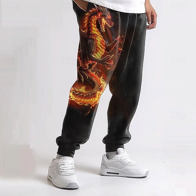 Men's Dragon Active Mid Waist Exaggerated Designer Outdoor Party Casual 3D Print Black