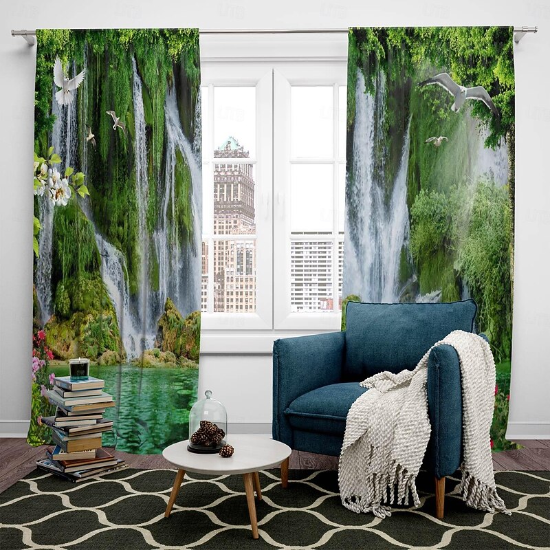 2 Panels Nature Forest Curtain Drapes Blackout Curtain For Living Room Bedroom Kitchen Window Treatments Thermal Insulated Room Darkening3