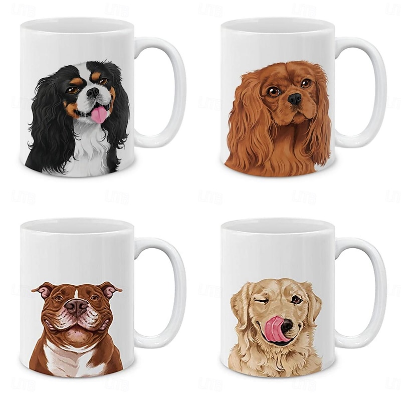 Cute Winking Golden Retriever Ceramic Coffee Mug Tea Cup, 11 OZ