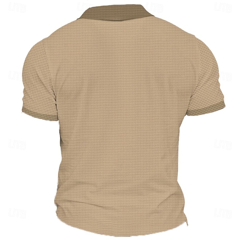 Men's Tribal Waffle Polo Shirts Golf Shirt Short Sleeve Polo Shirts Collared Shirts Vacation Wear Party Outfits Buttons 3D Print Summer Spring Khaki2