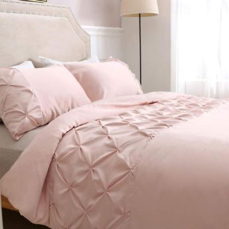 3-Piece Duvet Cover Set Pinch Pleat Duvet Cover Lace Ruffles3