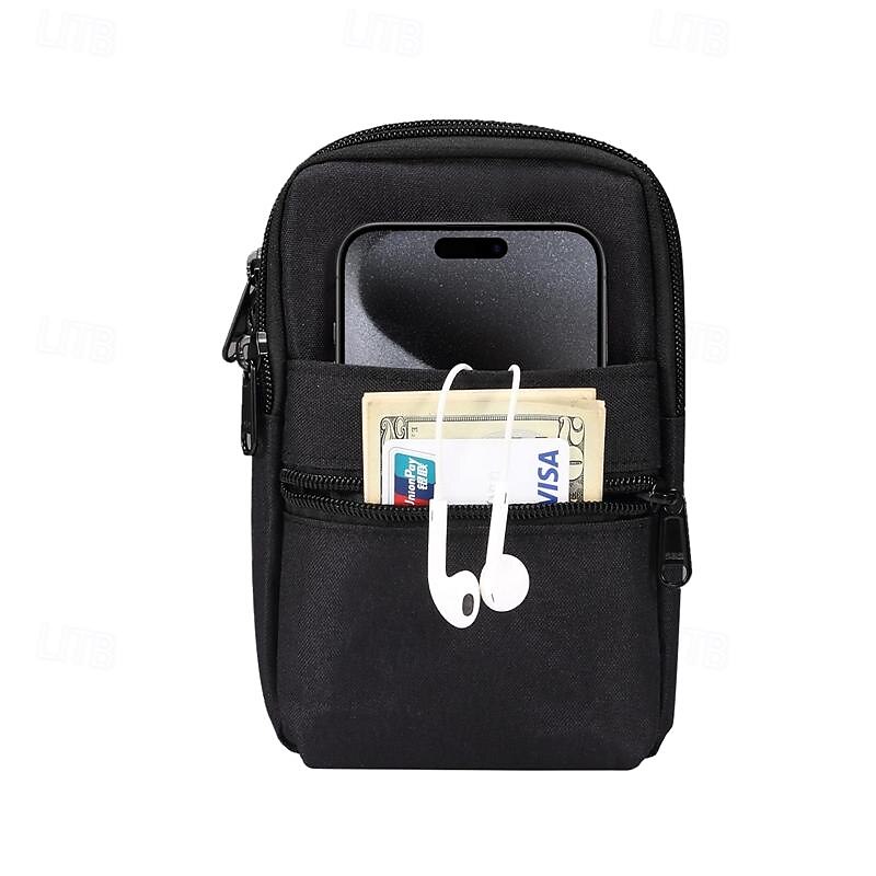 Universal 7.2 inch Denim Phone Case Waist Bag Zipper Bag Waist Hanging Diagonal Cross Bag4