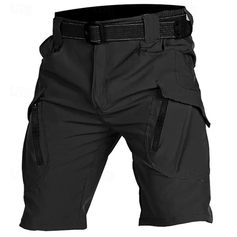 Men's Tactical Shorts Cargo Shorts Zipper Pocket Plain Waterproof Breathable Outdoor Daily Going out Fashion Casual Black Green3