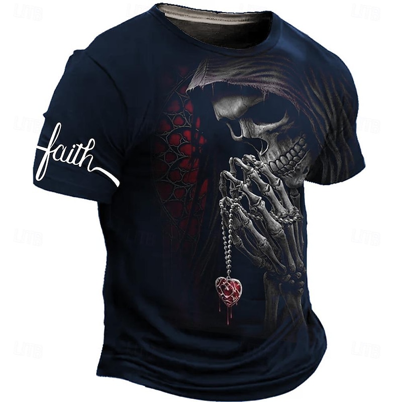 Men's Grim Reaper Dark Reaper T Shirt Short Sleeve T shirt 3D Print Crew Neck Shirt Designer Gothic Party Street Casual Black Red Blue Summer Spring Clothing Apparel S M L XL XXL XXXL4