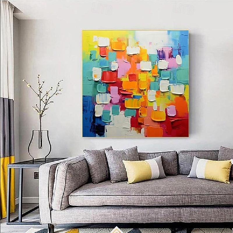 Hand-Painted Color Block Abstract Oil Painting On Canvas Colorful Painting modern abstract art oil painting handmade Fantasy PaintingTexture Painting pattle knife oil painting4