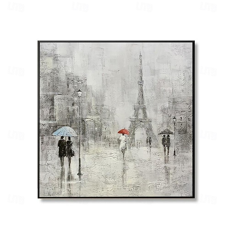 Hand Painted Abstract Landscape Paris Love Oil Painting On Canvas Thick Oil Wall Art Dcor For Living Room Home Decoration Unframed4