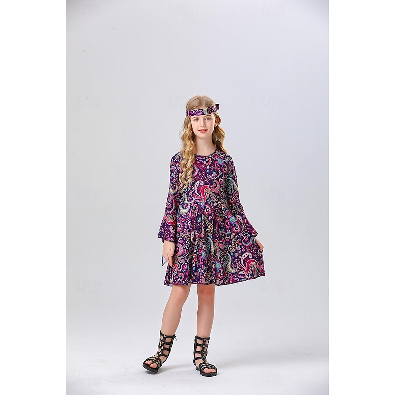 Retro Vintage 1970s Disco Dress Hippie Fancy Dress Girls' Halloween Carnival Masquerade Party / Evening Pride Parade Pride Month Kid's Dress4