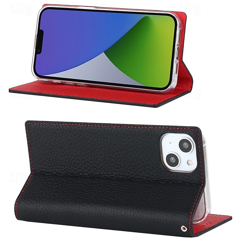 Phone Case For iPhone 17 Pro Max 17 Air 16 15 14 Pro Max Plus 13 12 11 Pro Max Mini Wallet Case with Wrist Strap Kickstand Card Slot Retro Genuine Leather TPU3