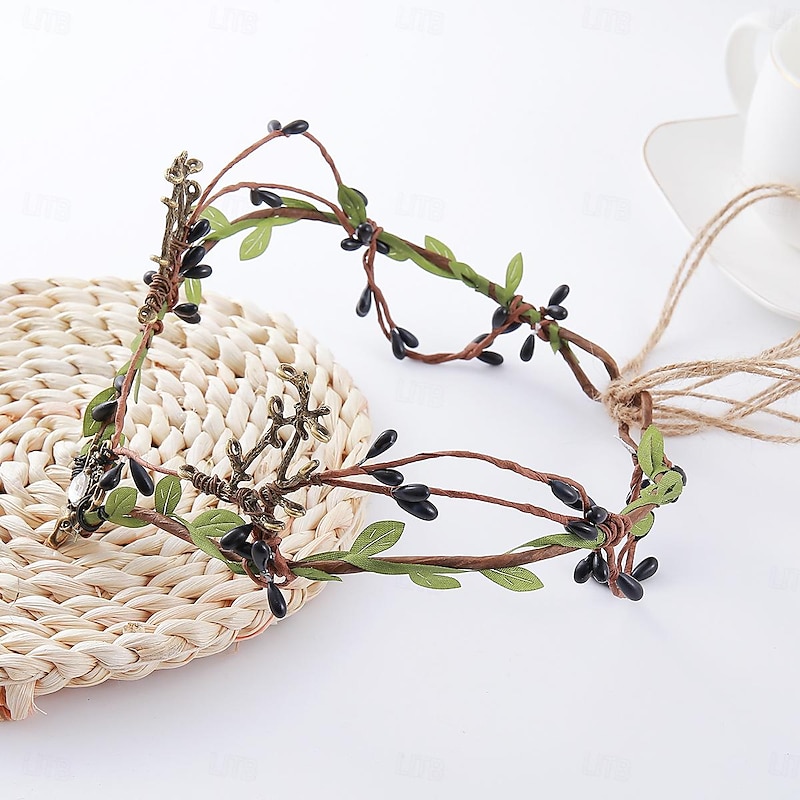 Floral Medieval Renaissance Headpiece Headband Fairy Elven Fancy Dress Women's Celtic Fantasy Royal Halloween Carnival Masquerade Party / Evening Adults' Headwear2