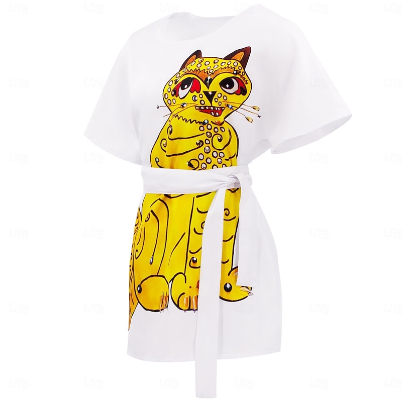 Retro Vintage 1970s Dress T-shirt Abba Costume Fancy Dress Women's Masquerade Dailywear Pride Parade Pride Month Adults T-shirt Waist Belt2