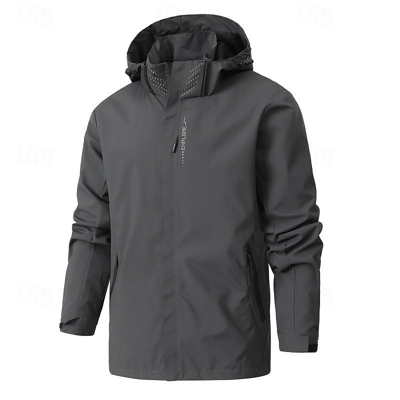 Men's Ski Jacket Outdoor Waterproof Windproof Hoodie Snow Coat Ski Coat Traveling Dark Grey Black White Blue3