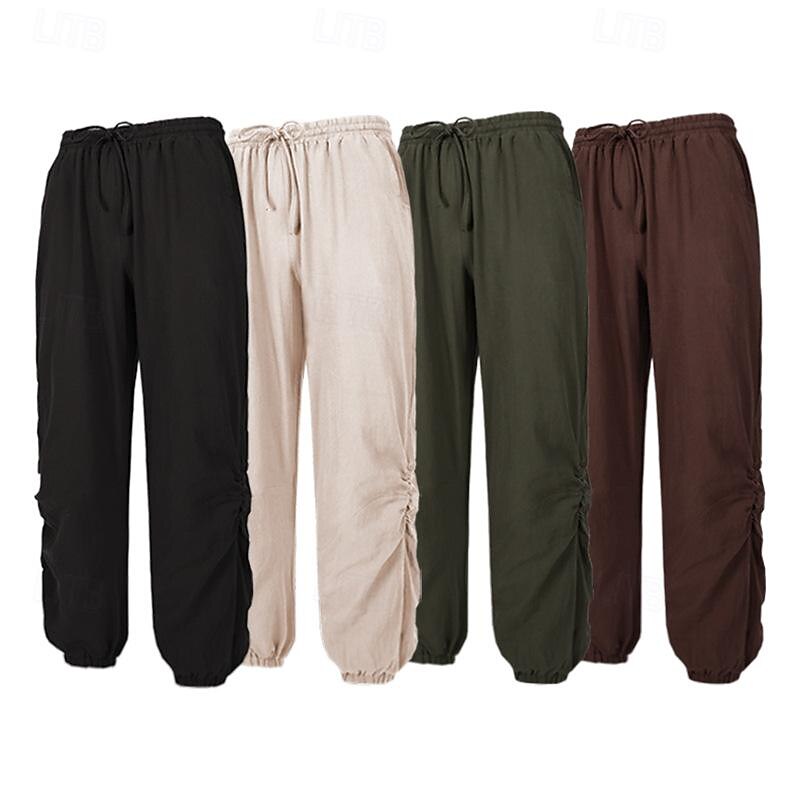 Retro Vintage Medieval 17th Century Masquerade Pirate Pants Viking Solid Color Fancy Dress Men's Pirate Fantasy Masquerade Party / Evening Adults' Pants