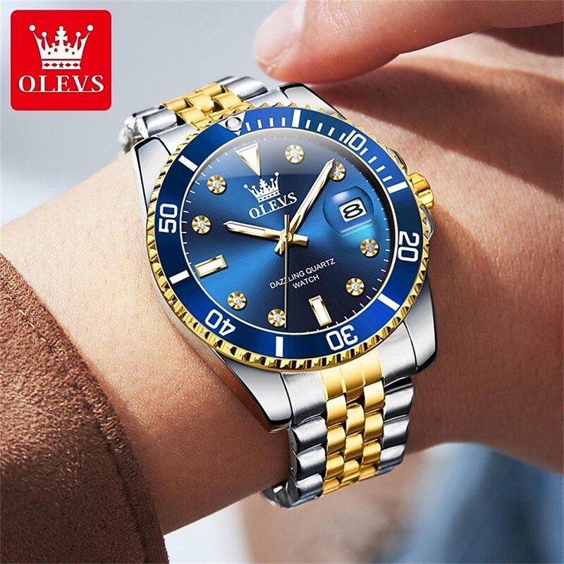OLEVS Men Quartz Watch Outdoor Sports Fashion Wristwatch Luminous Calendar Waterproof Decoration Steel Watch3