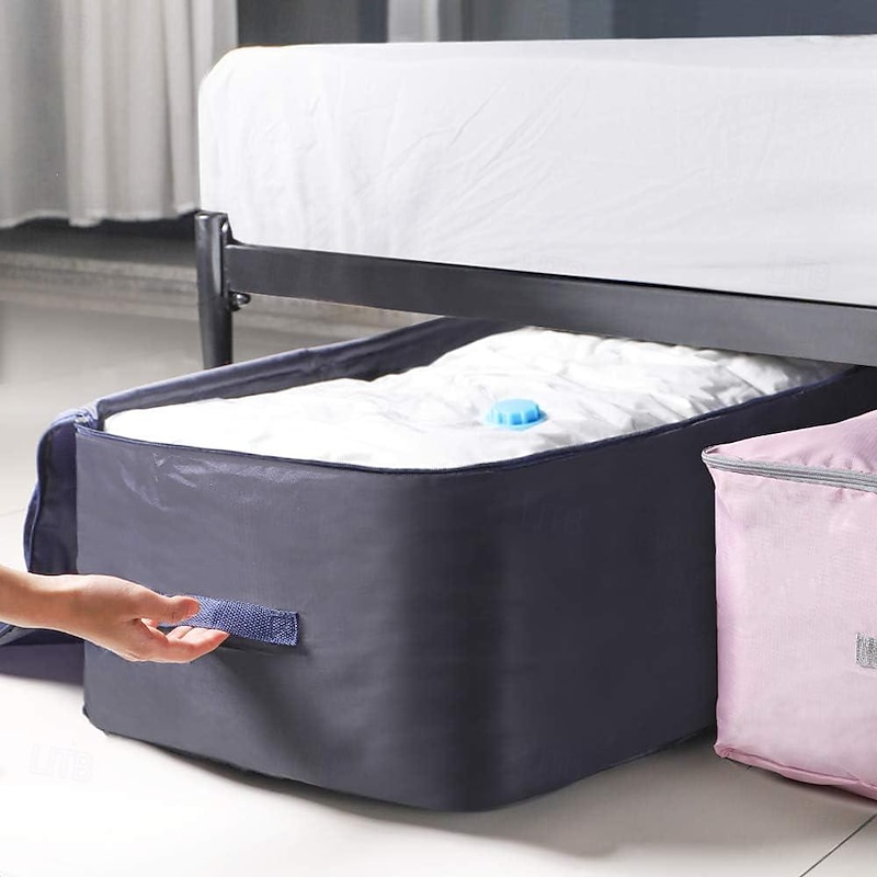 Large Clothes Storage Bag, Under Bag Storage Zipper Clothes Organizer With Handle, Space Saver Containers For Bedding2