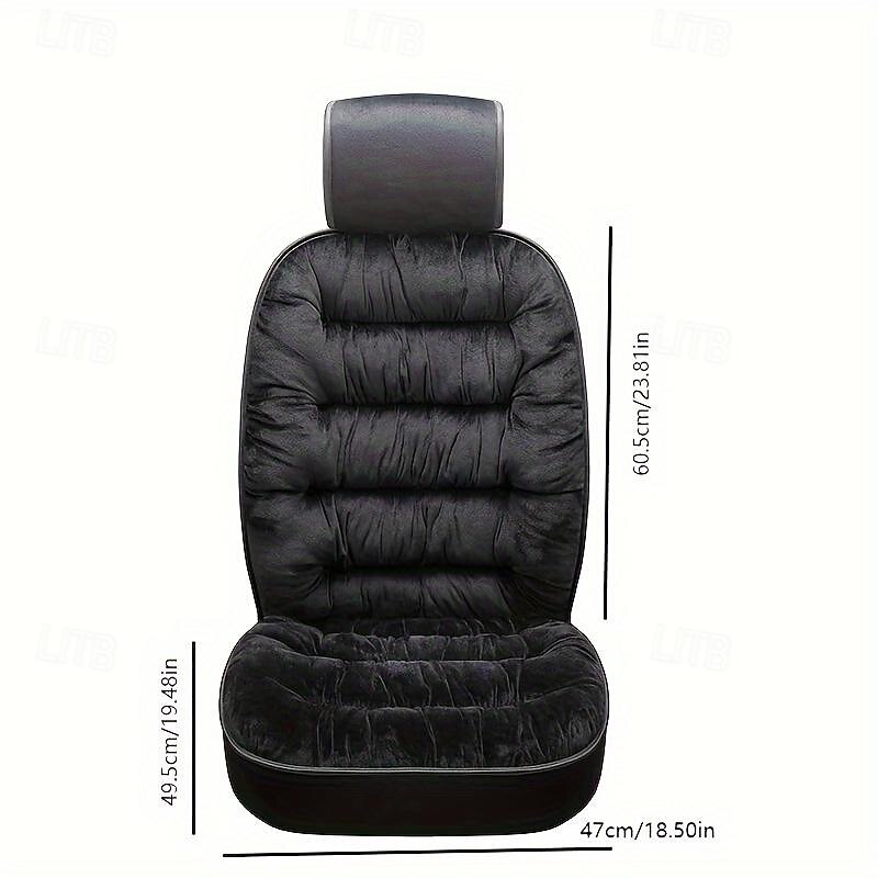 1pc Winter Car Front Cushion Plush Thickened, Single Seat, With Backrest, Universal Fit, Front Seat Cover2