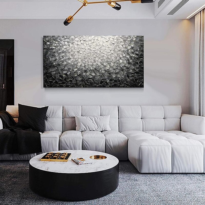 Handmade Oil Painting Canvas Wall Art Decoration Modern Abstract Texture Black White for Living Room Home Decor Rolled Frameless Unstretched Painting3